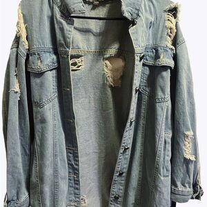 Source Unknown Distressed Blue Jean Jacket